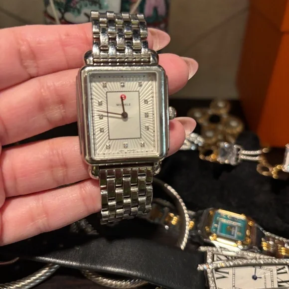 Michele Silver and white diamond Watch deco Madison - Picture 4 of 10